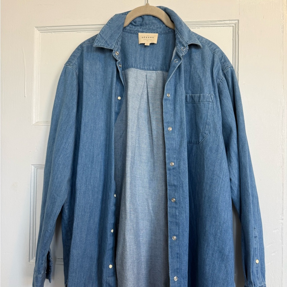 Sezane Max Shirt in Deep Blue Denim